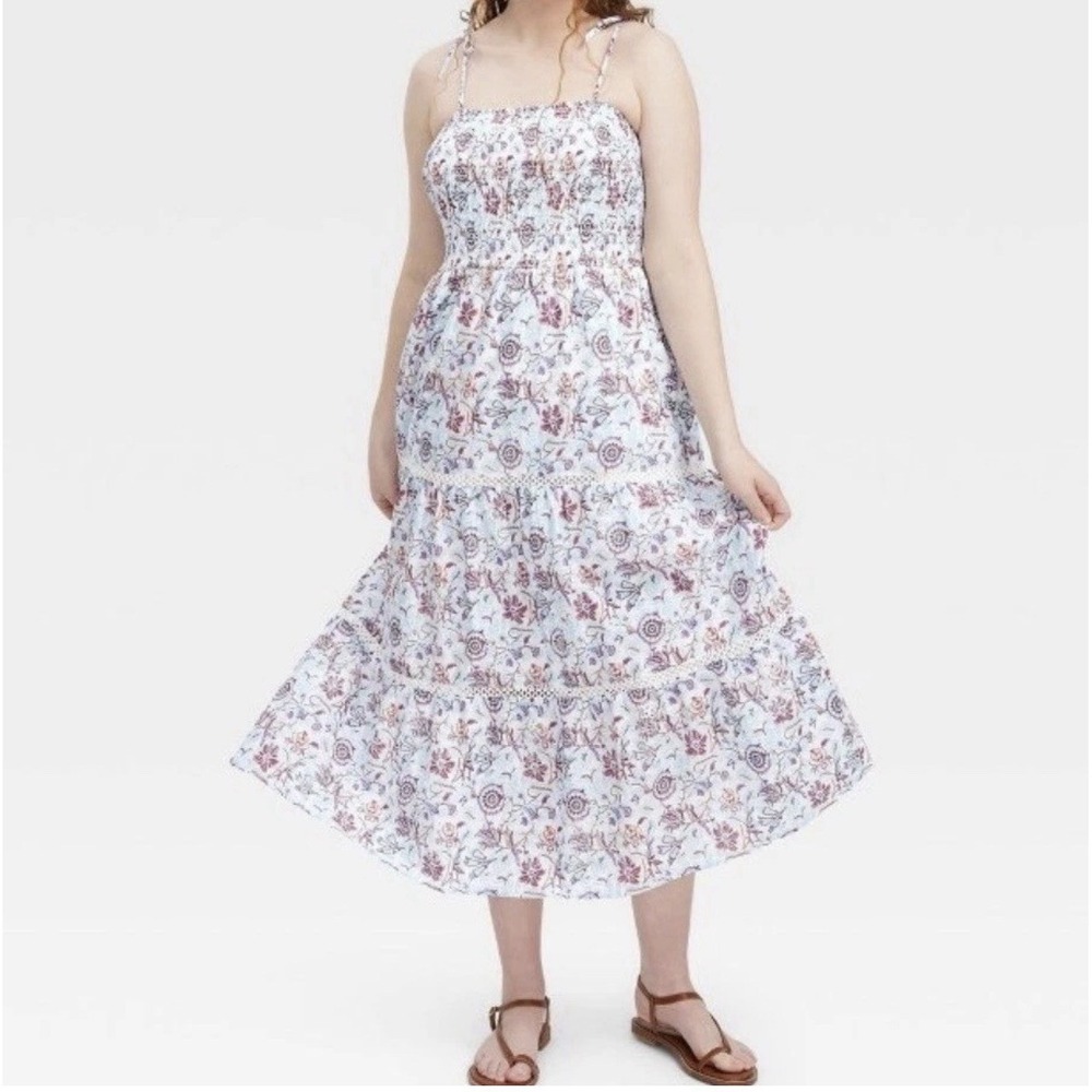 Roller Rabbit x Target Floral Smocked Tiered Midi Dress XXL Feminine Summer Boho